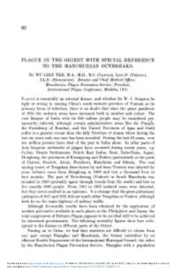 Plague in the Orient with Special Reference to the Manchurian Outbreaks