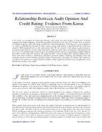 Relationship Between Audit Opinion and Credit Rating