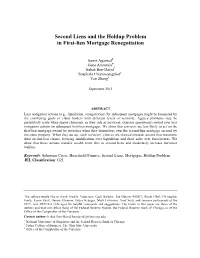 Second Liens and the Holdup Problem in First-Lien Mortgage Renegotiation