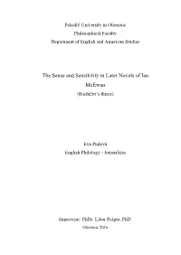 The Sense and Sensibility in Later Novels of Ian Mcewan (Bachelor’S Thesis)