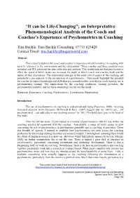 An Interpretative Phenomenological Analysis of the Coach and Coachee’S Experience of Psychometrics in Coaching