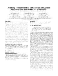 Creating Formally Verified Components for Layered