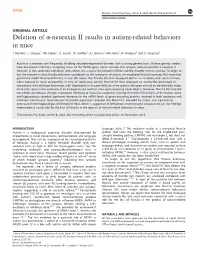Deletion of &Alpha;-Neurexin II Results in Autism-Related