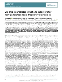 On-Chip Intercalated-Graphene Inductors for Next-Generation Radio Frequency Electronics