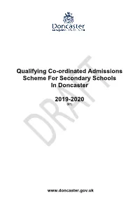 Qualifying Co-Ordinated Admissions Scheme for Secondary Schools in Doncaster