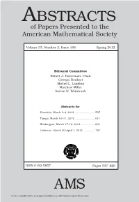 ABSTRACTS Mailing Ofﬁ MATHEMATICS and Additional of Papers Presented to the Periodicals Postage 2010