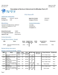 Description of Services Ordered and Certification Form 471 FCC Form
