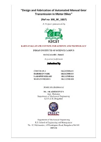 “Design and Fabrication of Automated Manual Gear Transmission in Motor Bikes” (Ref No: 39S BE 1837)