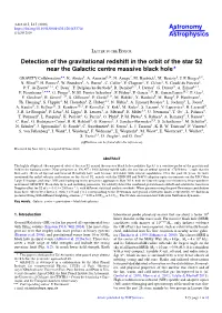Detection of the Gravitational Redshift in the Orbit of the Star S2 Near the Galactic Centre Massive Black Hole? GRAVITY Collaboration??: R