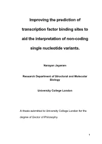 Improving the Prediction of Transcription Factor Binding Sites To