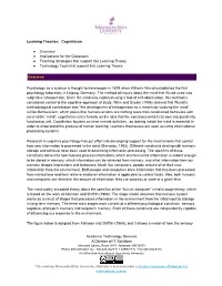 Learning Theories: Cognitivism
