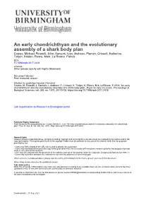 University of Birmingham an Early Chondrichthyan and The