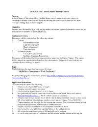 2020-2020 Iota Lambda Sigma Writing Contest Purpose Sigma