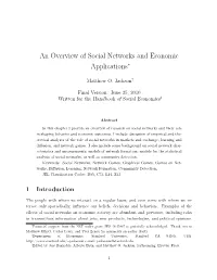 An Overview of Social Networks and Economic Applications∗