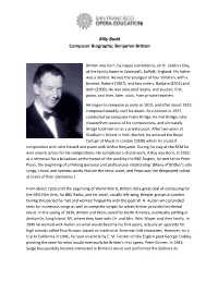 Billy Budd Composer Biography: Benjamin Britten
