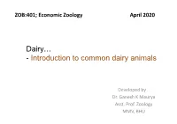 Dairy… - Introduction to Common Dairy Animals