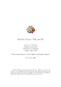 Isabelle's Logics: FOL and ZF