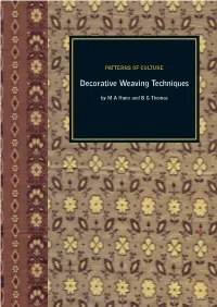 Patterns of Culture – Decorative Weaving Techniques Authors: M
