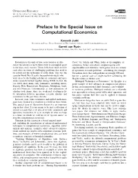 Preface to the Special Issue on Computational Economics