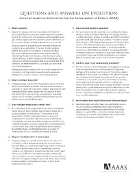 Questions and Answers on Evolution from the American Association for the Advancement of Science (AAAS)
