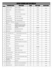 Stop Code List of Delhi