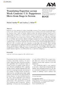 Translating Expertise Across Work Contexts: U.S. Puppeteers Move