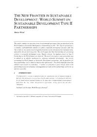 World Summit on Sustainable Development Type Ii Partnerships