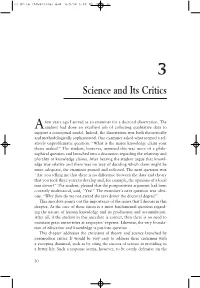 Chapter 3. Science and Its Critics