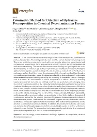 Colorimetric Method for Detection of Hydrazine Decomposition in Chemical Decontamination Process