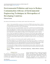 Environmental Pollution and Ways to Reduce Contamination with Use of Environmental Engineering Techniques in Metropolises of Developing Countries Pedram Saremi