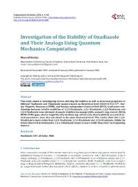 Investigation of the Stability of Oxadiasole and Their Analogs Using Quantum Mechanics Computation