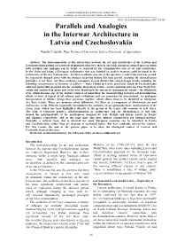 Parallels and Analogies in the Interwar Architecture in Latvia and Czechoslovakia