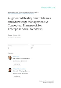 Augmented Reality Smart Glasses and Knowledge Management: a Conceptual 5 Framework for Enterprise Social Networks