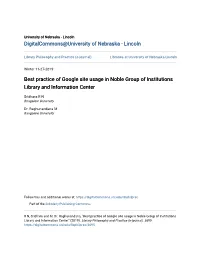 Best Practice of Google Site Usage in Noble Group of Institutions Library and Information Center