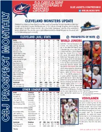 CLEVELAND MONSTERS UPDATE Cleveland Has Picked up Three-Straight Wins After a Month of December That Was Impacted by Columbus’ Constant Callups Due to Injuries