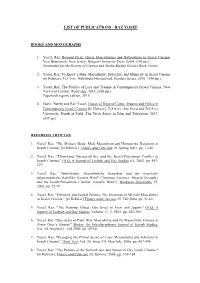 List of Publications - Raz Yosef