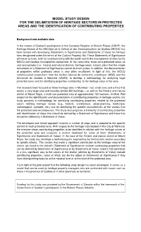 Model Study Design for the Delimitation of Heritage Sectors in Protected Areas and the Identification of Contributing Properties