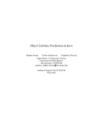 Object Lifetime Prediction in Java