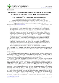 Phylogenetic Relationships of Selected Sri Lankan Orchids Based on Internal Transcribed Spacer (ITS) Sequence Analysis