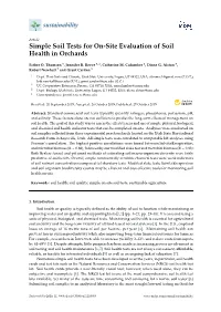Simple Soil Tests for On-Site Evaluation of Soil Health in Orchards