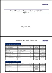 Subsidiaries and Affiliates