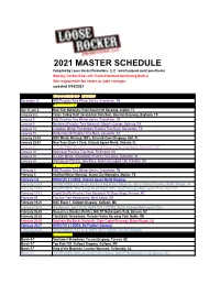 2021 Master Schedule