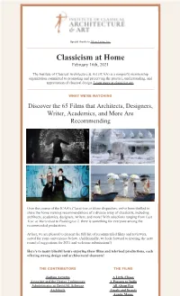 Classicism at Home February 16Th, 2021