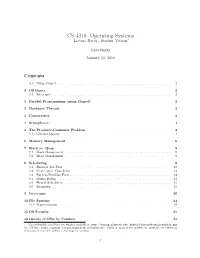 CS 4310: Operating Systems Lecture Notes - Student Version∗