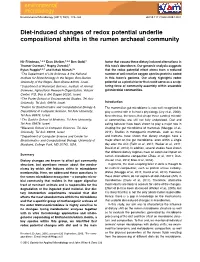 Diet-Induced Changes of Redox Potential Underlie Compositional Shifts in the Rumen Archaeal Community