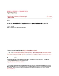 Frei Ottoâ•Žs Pneumatic Experiments for Humanitarian Design