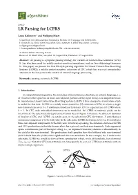 LR Parsing for LCFRS