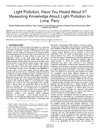 Measuring Knowledge About Light Pollution in Lima, Peru