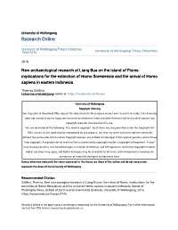 New Archaeological Research at Liang Bua on the Island of Flores