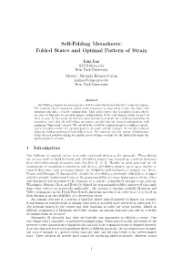 Self-Folding Metasheets: Folded States and Optimal Pattern of Strain